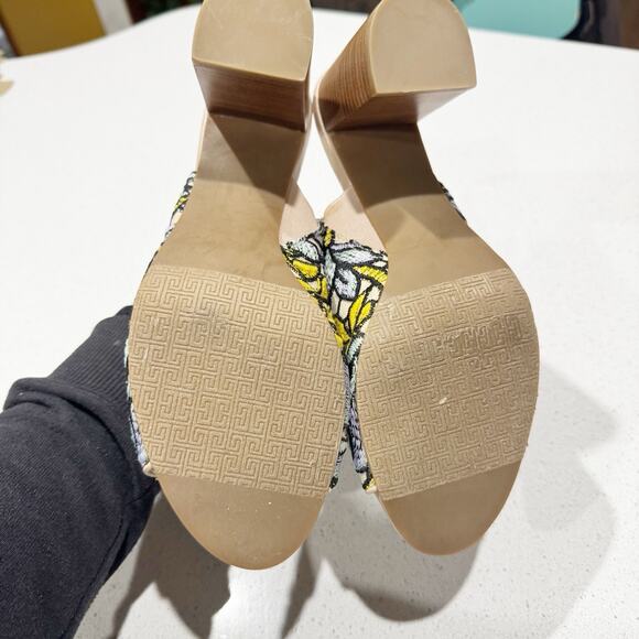 Crown Vintage Clara Floral Lace Peep-Toe Block Heel Mules Sandals Sz 8 - Picture 9 of 11